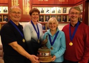 Scottish Curling Senior Mixed Champions 2013 (L-R) Billy Johnstone, Kate Adams, Fiona MacFarlane and Gary MacFarlane